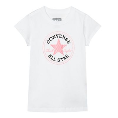 Girls' white logo print t-shirt